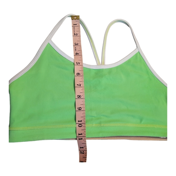 Lululemon Flow Y Bra IV Neon Green White Size 8 Racerback Sports Bra EUC - Picture 13 of 16